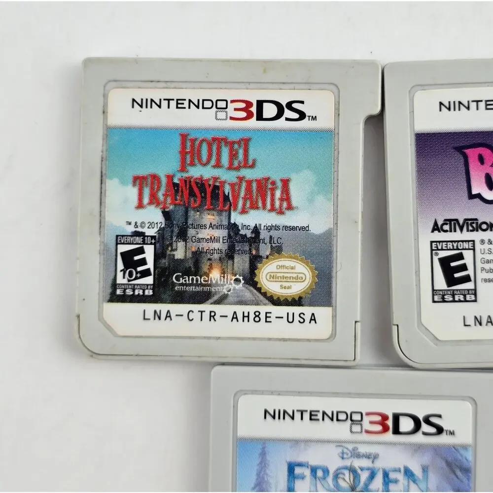 Nintendo 3DS Game Lot, Case, & OEM Charger Hotel Transylvania Bratz Frozen